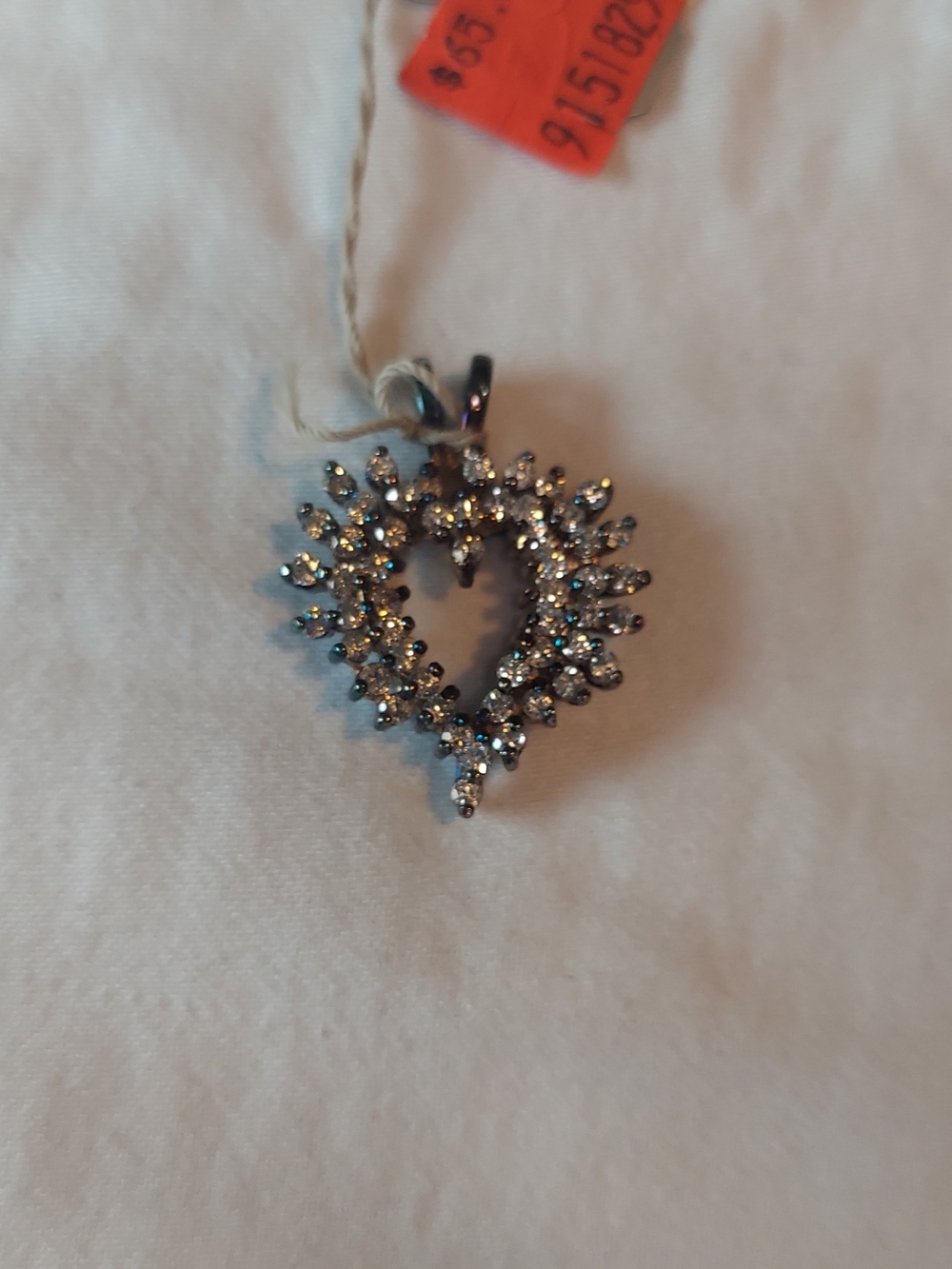 Sparkling Heart Cluster Pendant Necklace - Silver-Tone